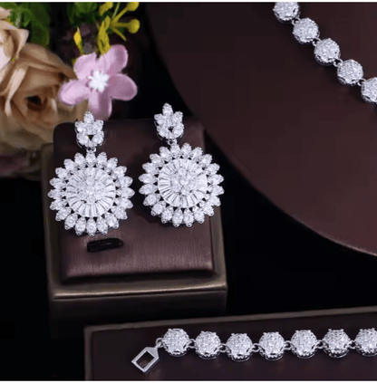 Zircon Jewelry Set/Necklace Earrings Four-Piece Set